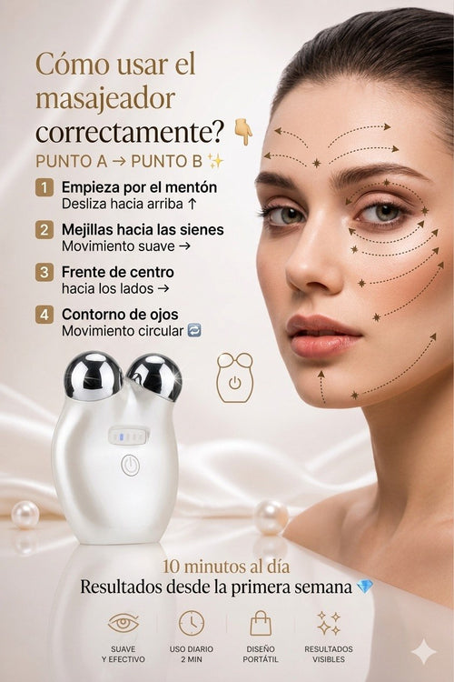 Masajeador Facial Microcorriente-Lifting y Antiarrugas en Casa